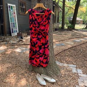 Vince Camuto drapey cross bodice flowered dress